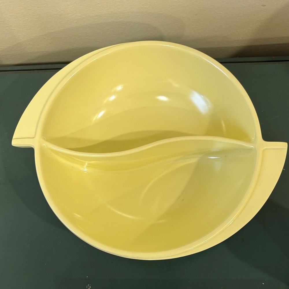 Vintage Boonton Pastel Yellow Divided Serving Dish